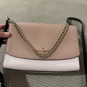 Kate Spade Beige, Black, and White Chain Shoulder Bag